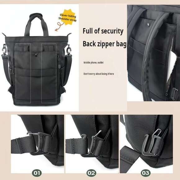 Chic Khaki 14-Inch Laptop Backpack Purse - Organized Travel Companion for Women - Picture 5 of 9